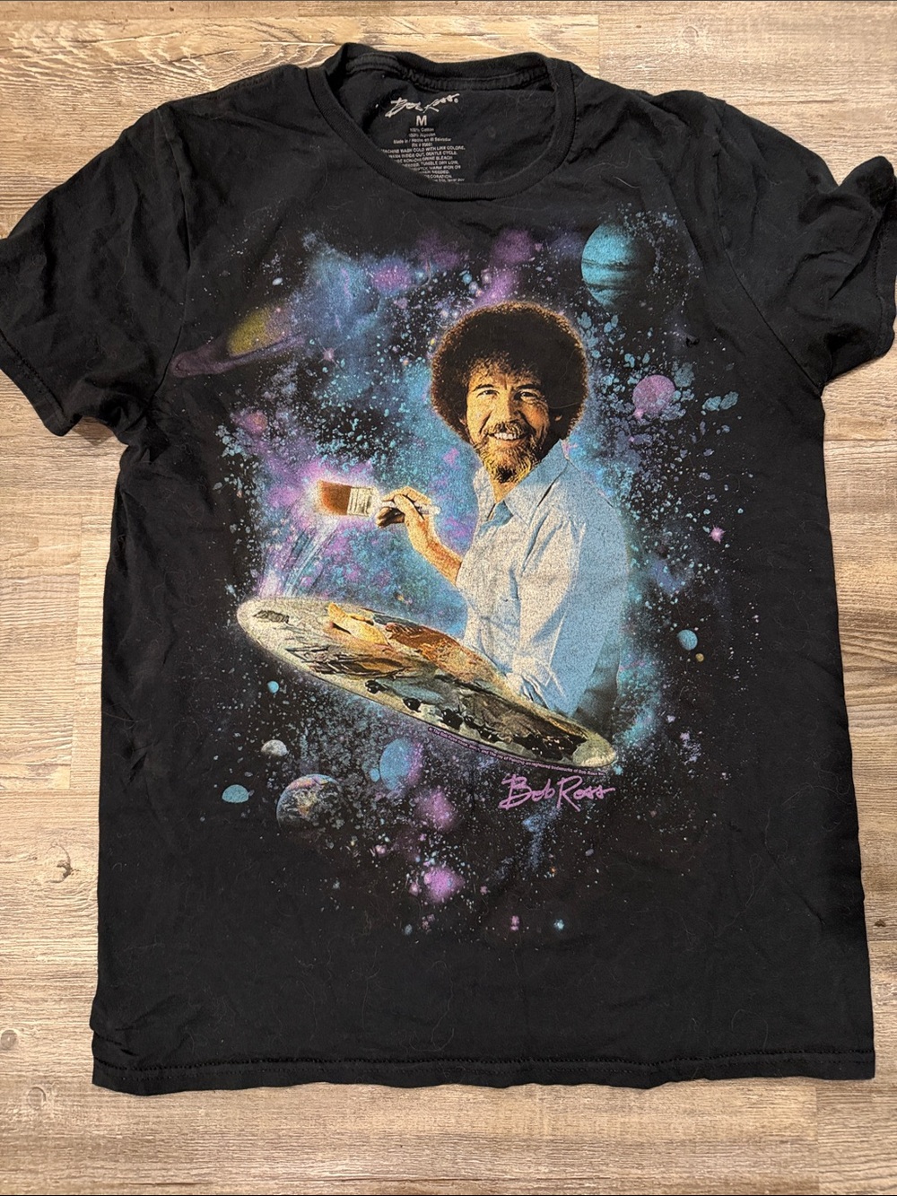 Bob Ross Black Short-Sleeve Graphic Tee